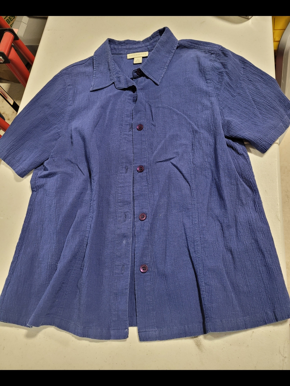 Appleseed's Navy Blue Button-Front Short-Sleeve Shirt